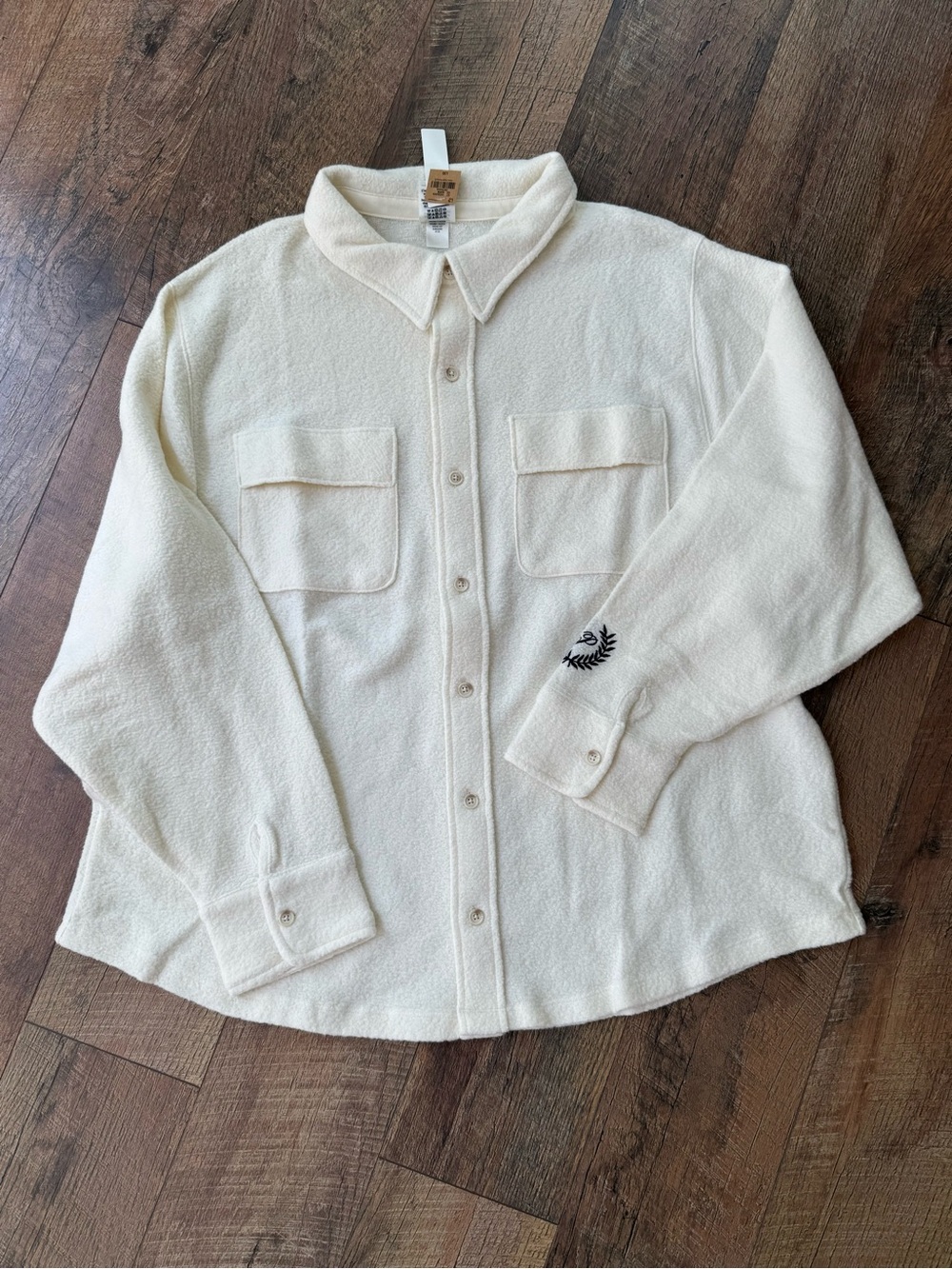 Pink Cream Button-Up Shirt Jacket - Casual Long Sleeve
